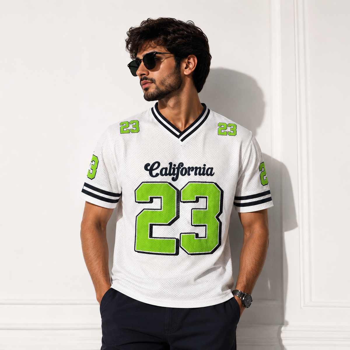 Calm California V Neck Oversized T shirt for men