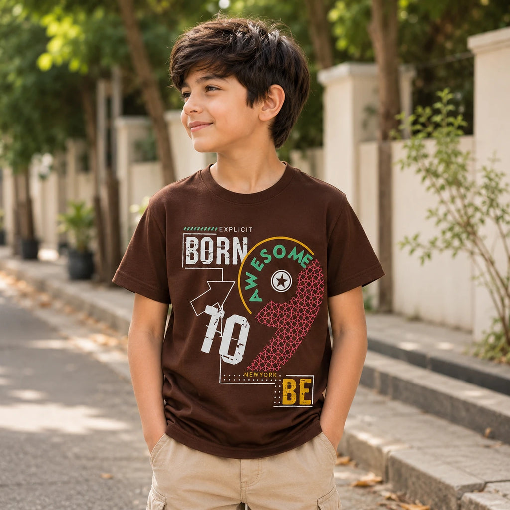 Born Awesome 10 Graphic Kids T-Shirt for Boys