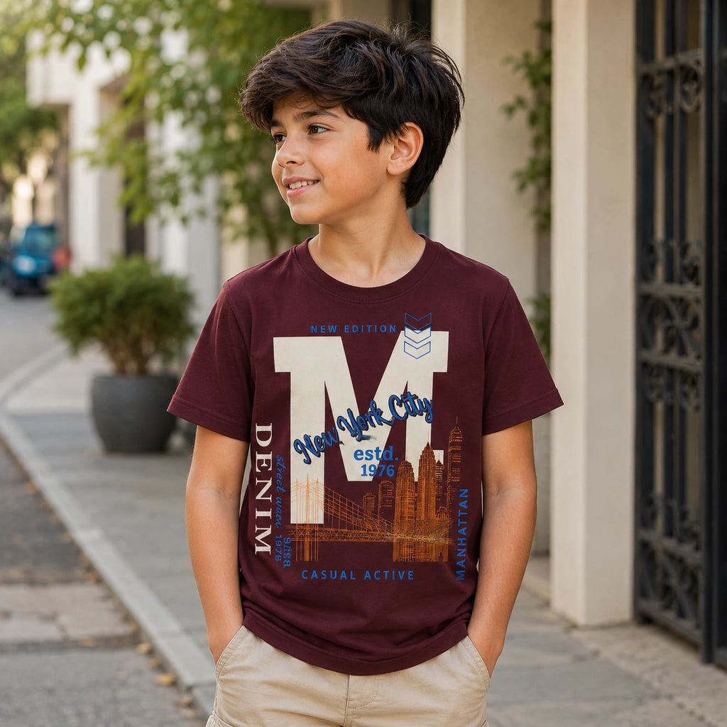 NYC Manhattan Skyline Graphic Kids T-Shirt for Boys