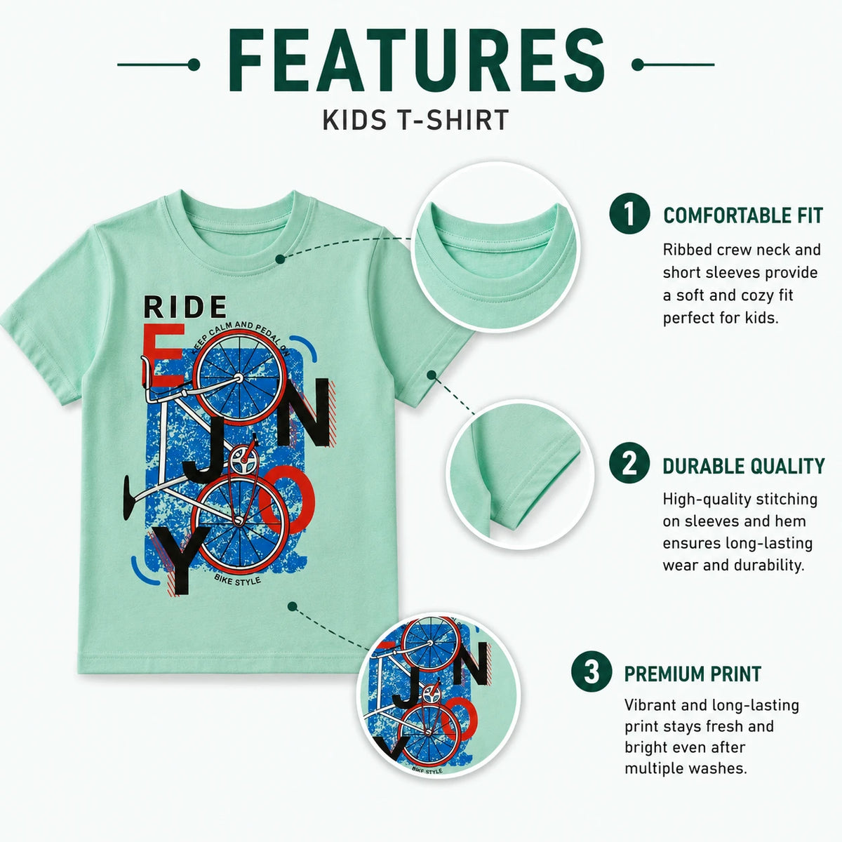 Ride On Bicycle Graphic Kids T-Shirt for Boys