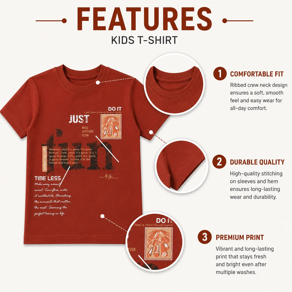 Timeless Fun Graphic Print Kids T-Shirt for Boys
