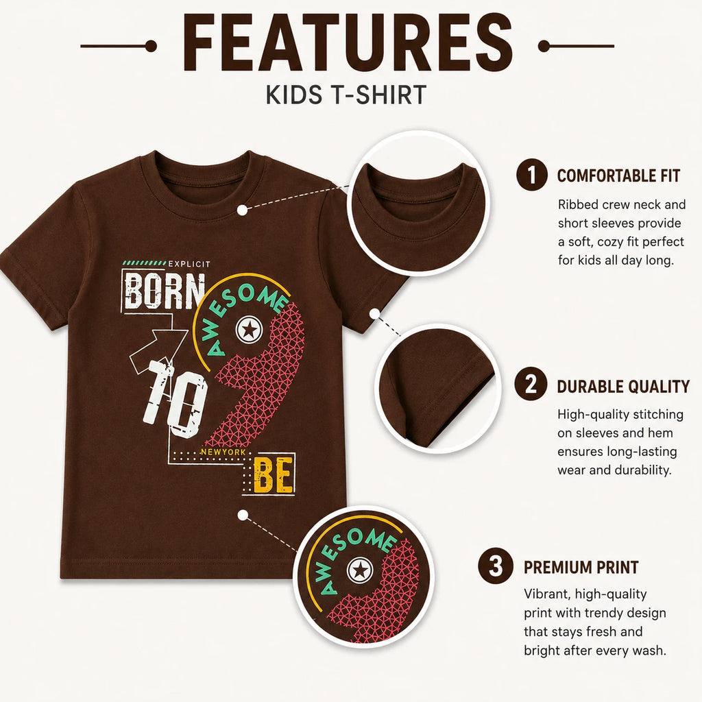 Born Awesome 10 Graphic Kids T-Shirt for Boys