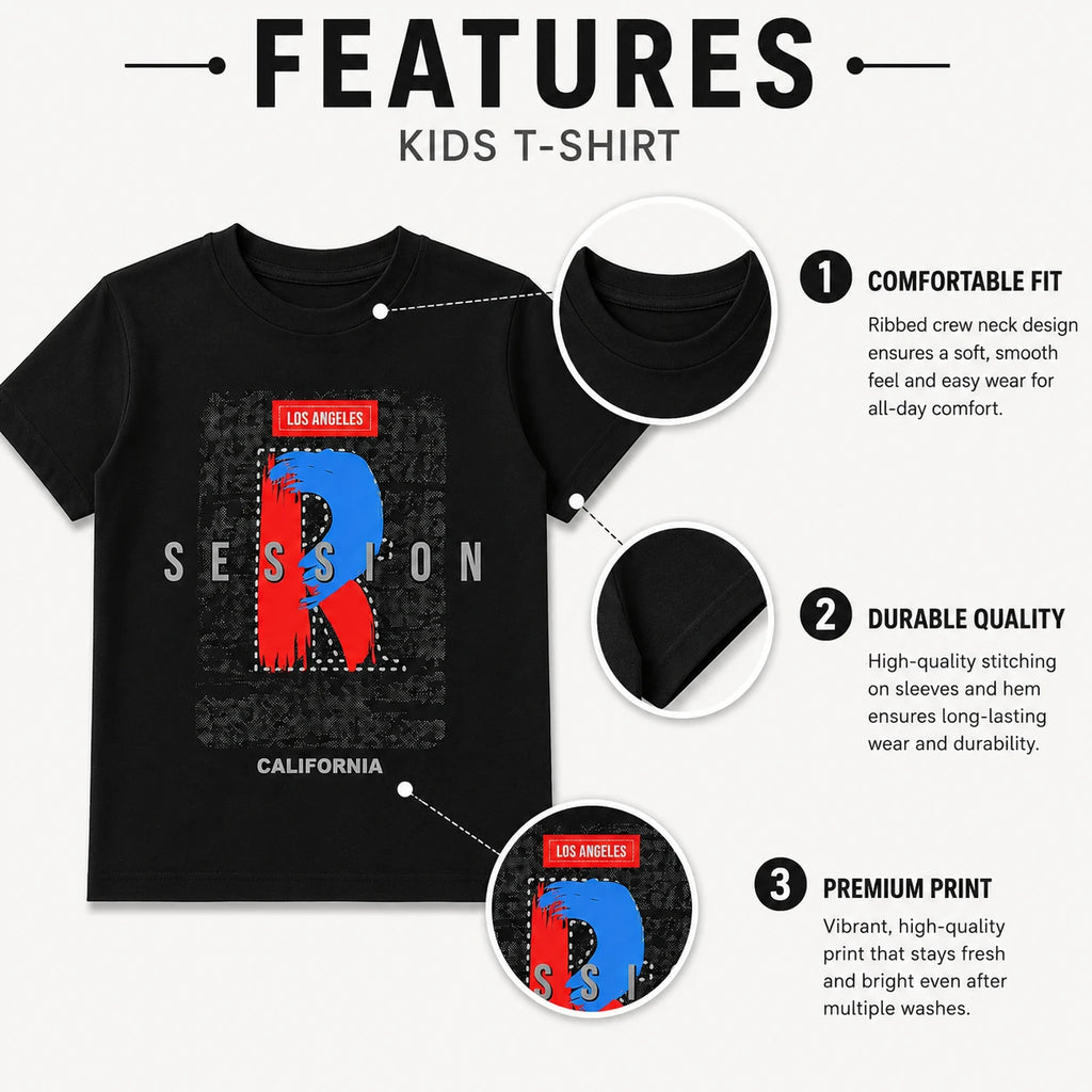 R Session California Graphic Kids T-Shirt for Boys