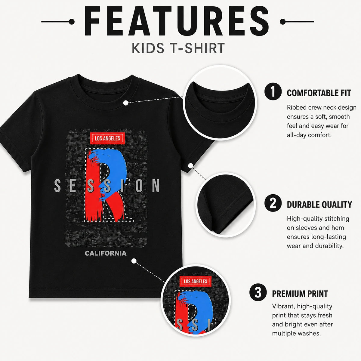 R Session California Graphic Kids T-Shirt for Boys