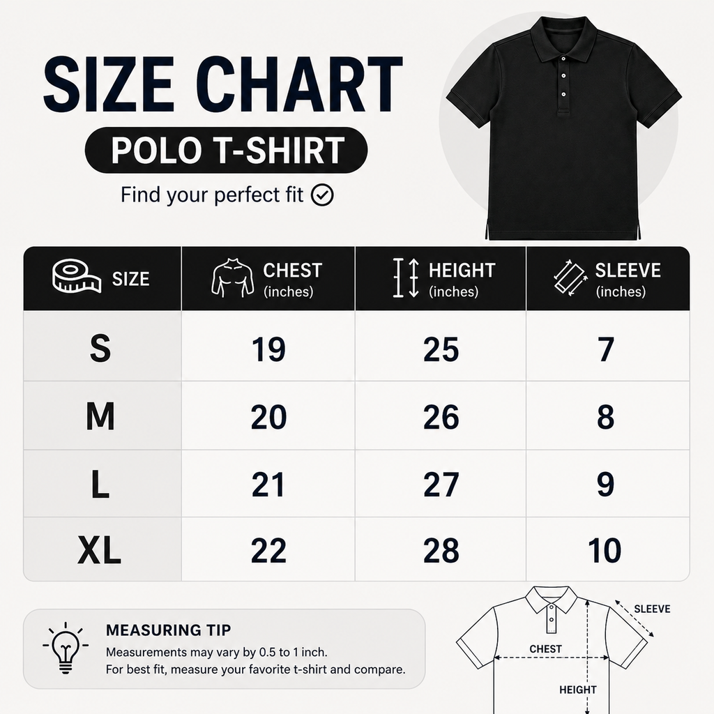 Midnight Black Polo T-Shirt for Men – Half Sleeve