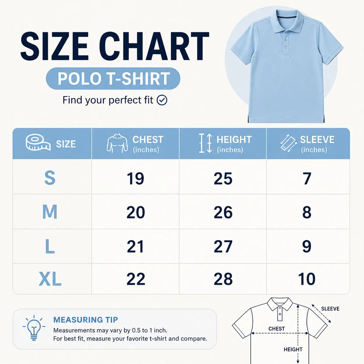 Sky Blue Classic Polo T-Shirt for Men
