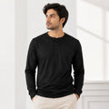 Midnight Black Henley T-Shirt for Men