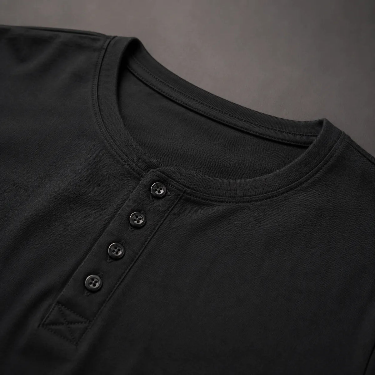 Midnight Black Henley T-Shirt for Men