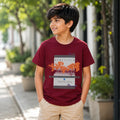 Stylish Maroon Printed Kids T-Shirt for Boys