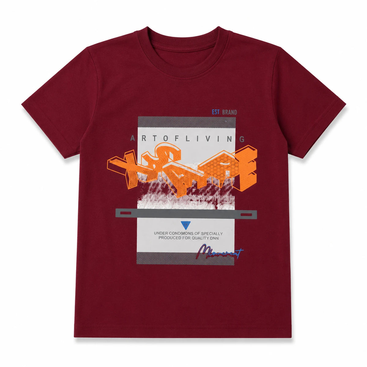 Stylish Maroon Printed Kids T-Shirt for Boys