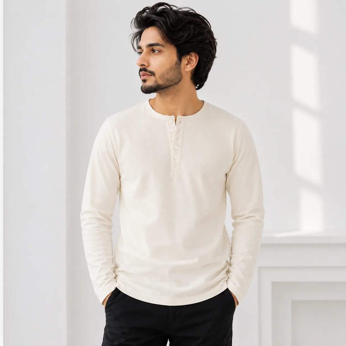 Ivory Heritage Henley White T-Shirt for Men