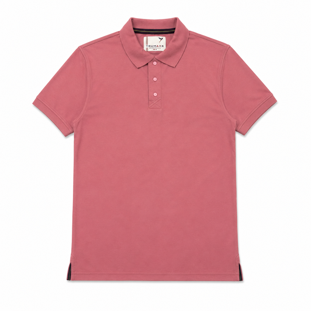 Men Solid Polo Neck Cotton Blend Pink T-Shirt