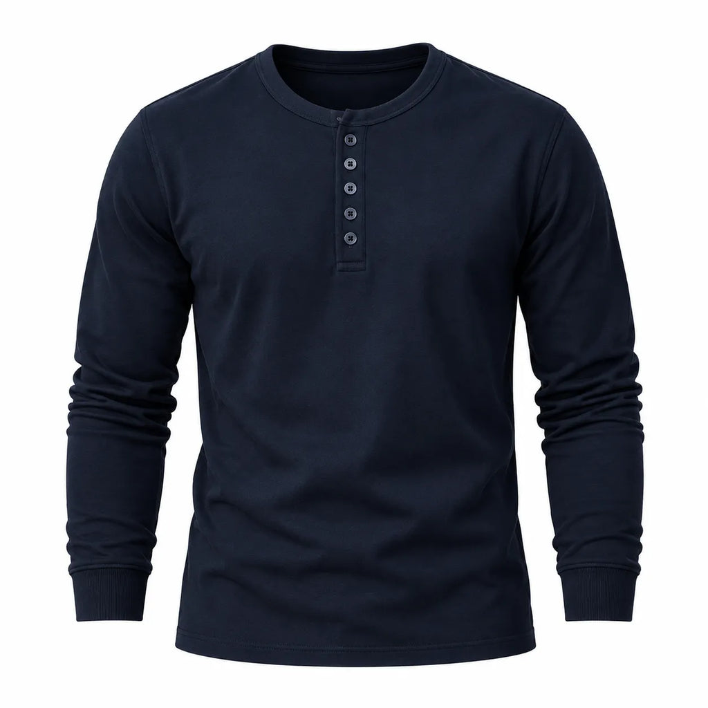 Midnight Navy Blue Henley T-Shirt for Men