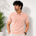 Men Solid Polo Neck Cotton Blend Beige T-Shirt