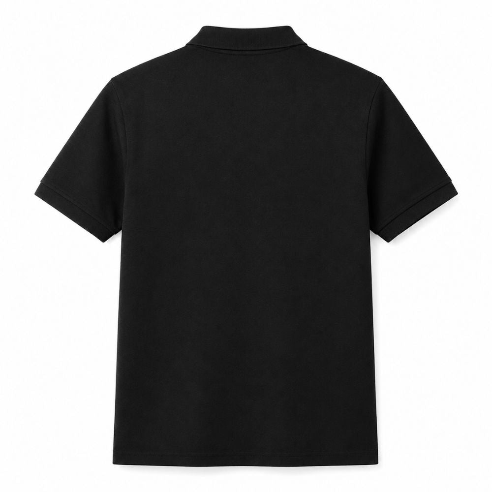 Men Solid Polo Neck Cotton Blend Black T-Shirt