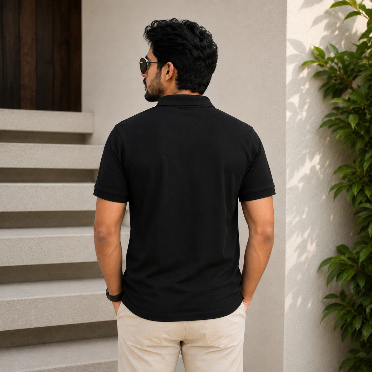 Midnight Black Polo T-Shirt for Men – Half Sleeve